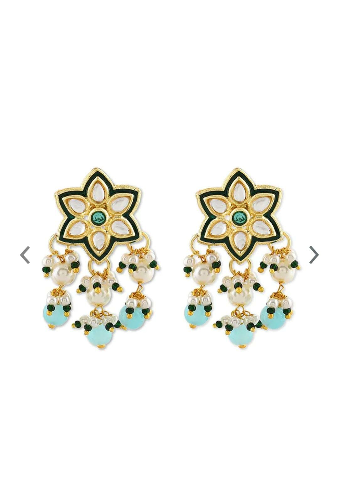 Gold-Toned & Green Alloy Gold - Plated Kundan - Studded Jewellery Set