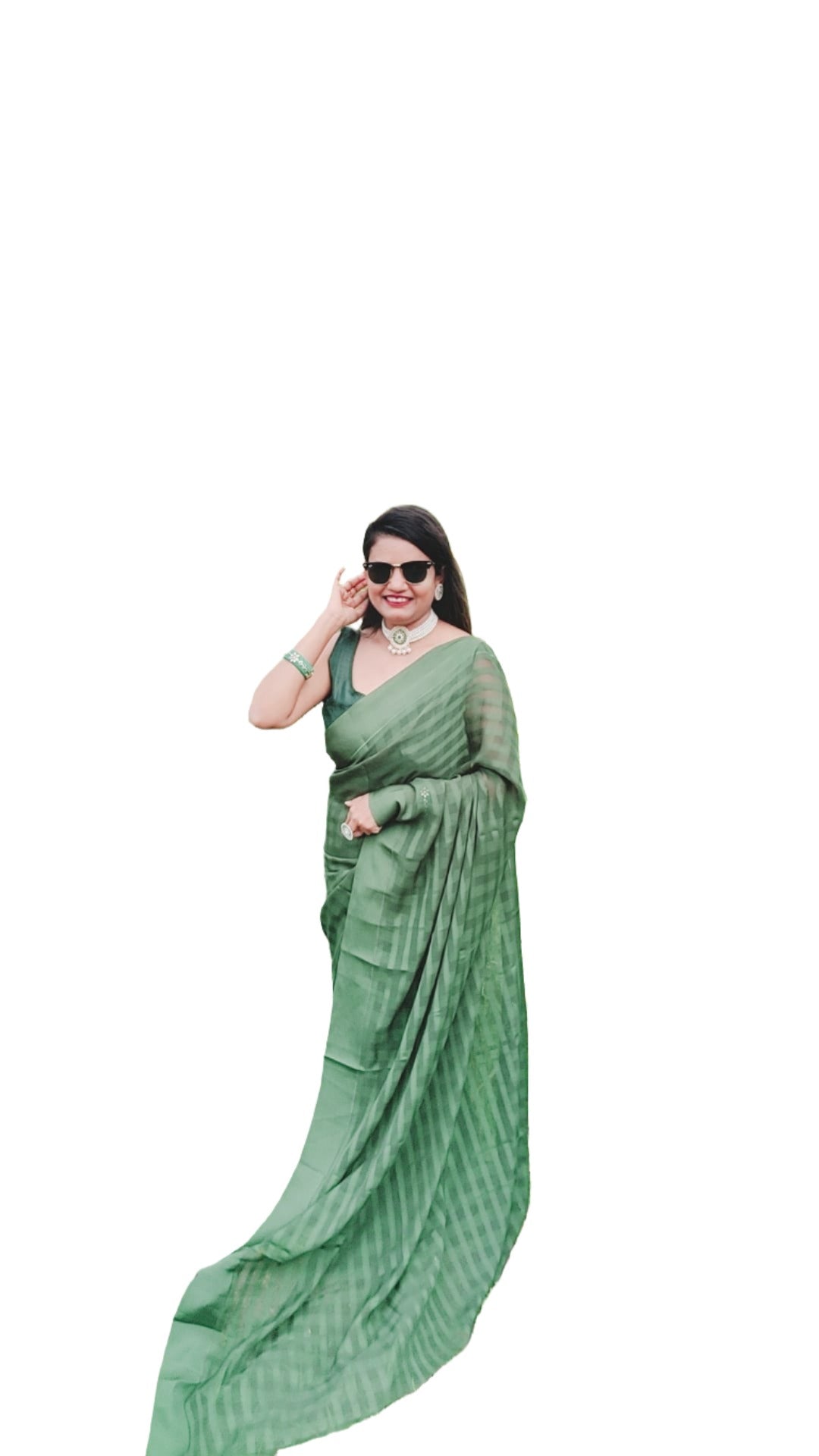 Saree chiffon silk soft with heavy weaving checks