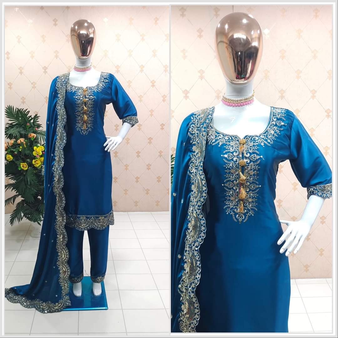 PRÄSENTATION DES NEUEN STITCHED-KOLLEKTIONSTOPS MIT PALZZO PENT DUPATTA-SET (pakistanischer Anzug)