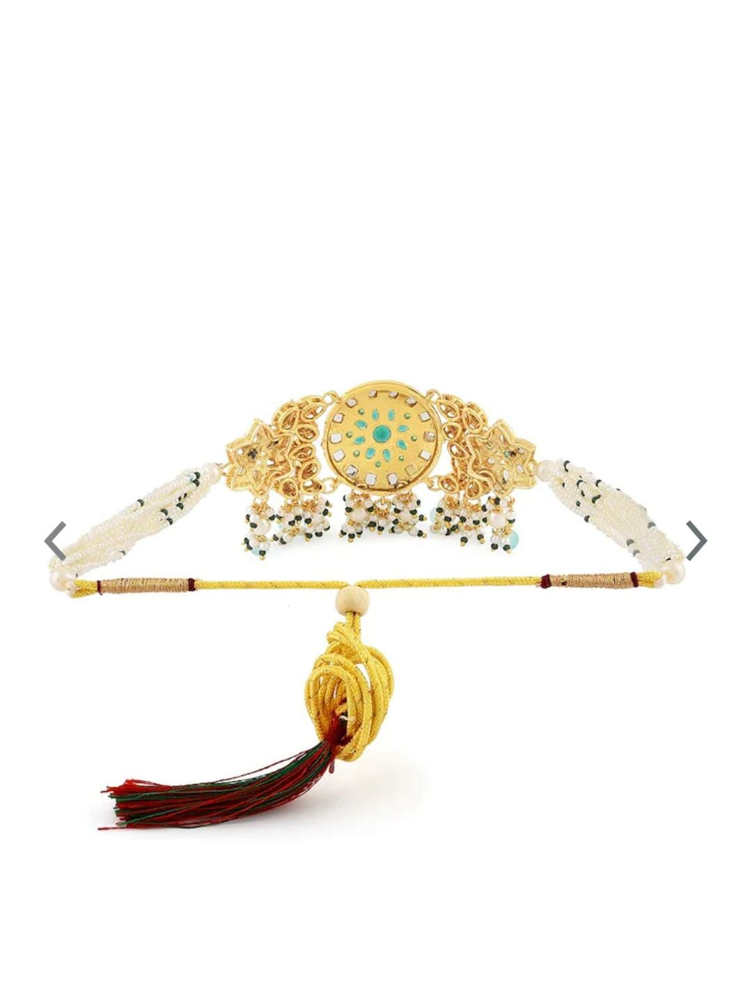 Gold-Toned & Green Alloy Gold - Plated Kundan - Studded Jewellery Set