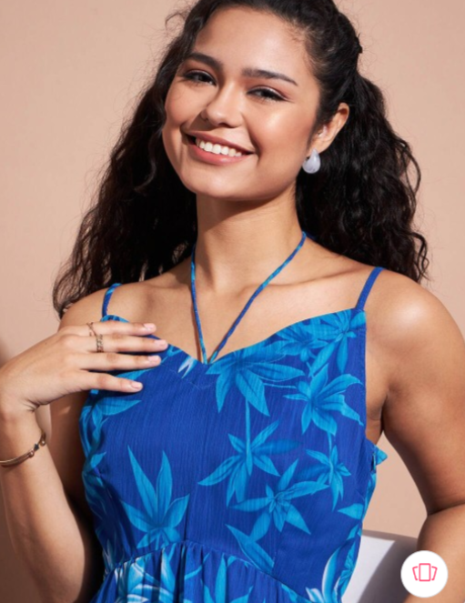 Floral Printed Sleeveless Georgette A-Line Midi Dress in Germany