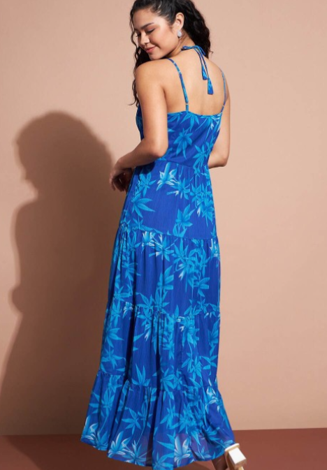 Floral Printed Sleeveless Georgette A-Line Midi Dress in Germany