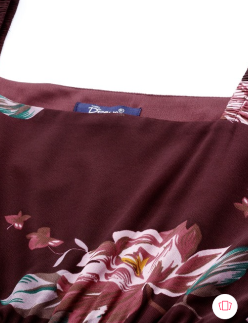 Maroon Floral Georgette A-Line Maxi Dress in Munich