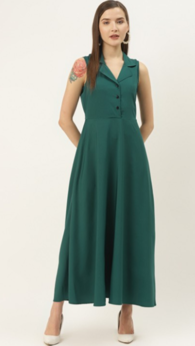Women Green Solid Maxi Dress in Germany