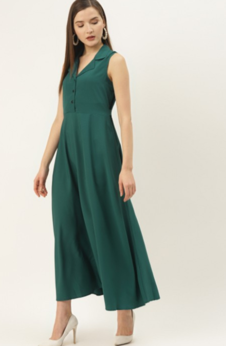 Women Green Solid Maxi Dress in Germany