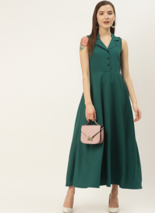 Women Green Solid Maxi Dress in Germany