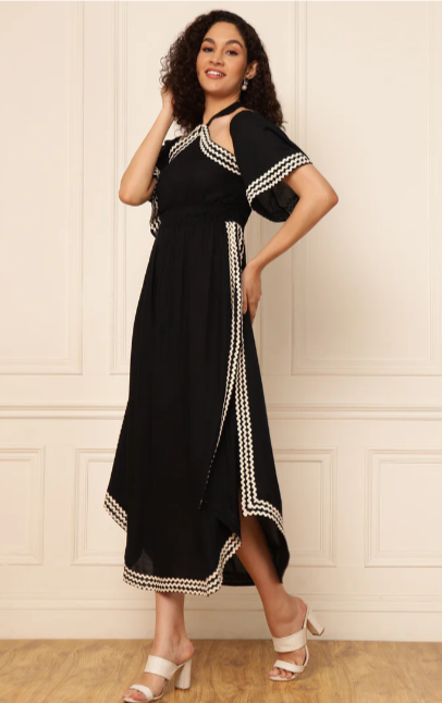 BLACK A LINE SLIT DRESS FOR WOMEN IN MUNICH