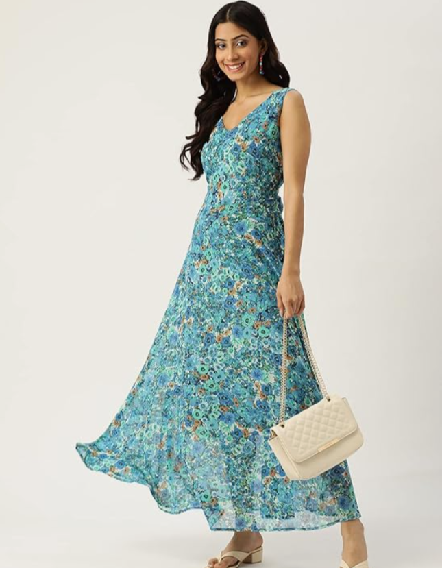 Georgette Casual Floral Maxi Dress in Berlin