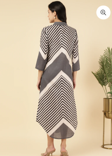 BLACK MULTI STRIPED WOMEN SHIRT DRESS in Germany