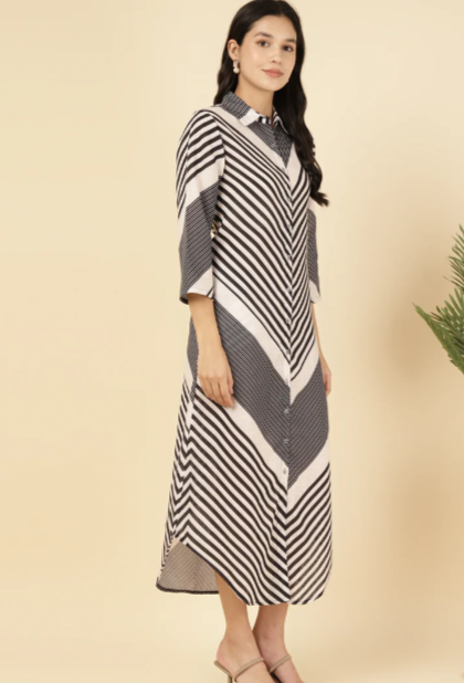 BLACK MULTI STRIPED WOMEN SHIRT DRESS in Germany