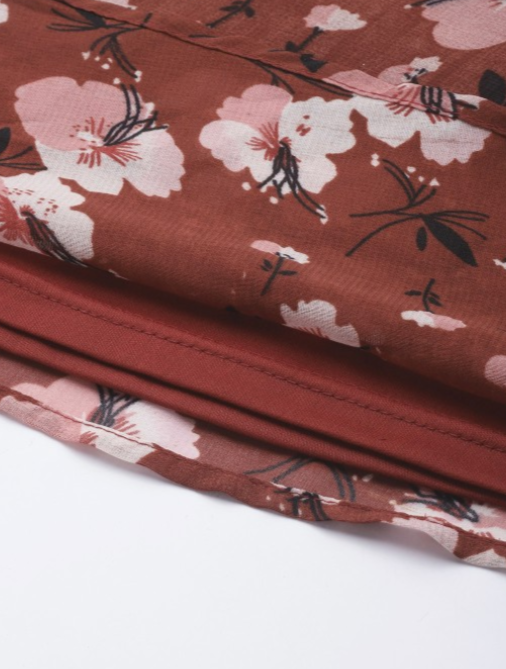 Maroon Floral Georgette Maxi Dress in Munich