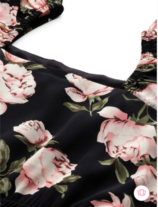 Black Floral Printed Flutter Sleeves Georgette Tiered Gathered Maxi Dress in Munich