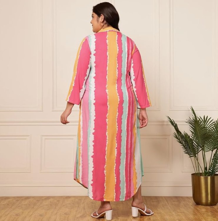 Wave Print Rayon Plus Size Shirt Dress for Women in Germany