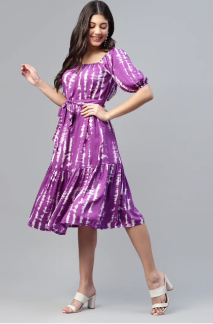 LAVENDER TIE DYE WOMEN TIERED DRESS IN BERLIN