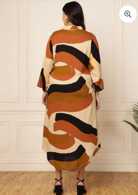WOMEN'S PLUS SIZE MULTICOLOUR ABSTRACT PRINTED SHIRT DRESS  in Berlin