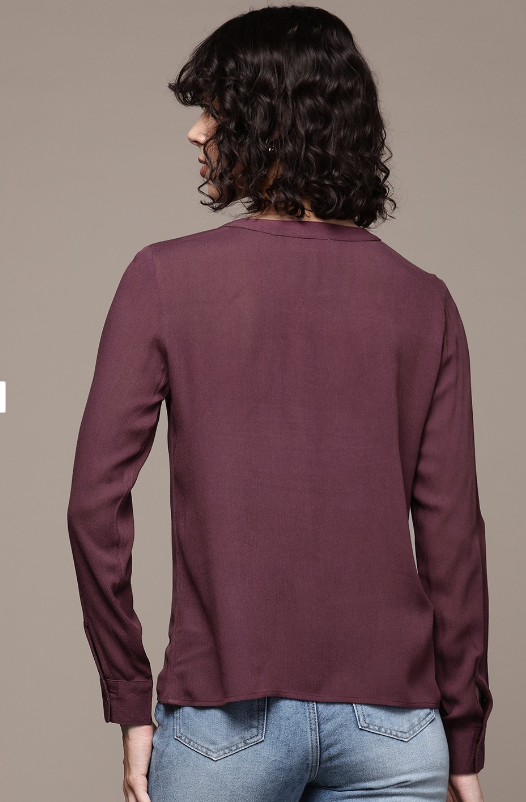 Mandarin Collar Roll-Up Sleeves Top in Berlin