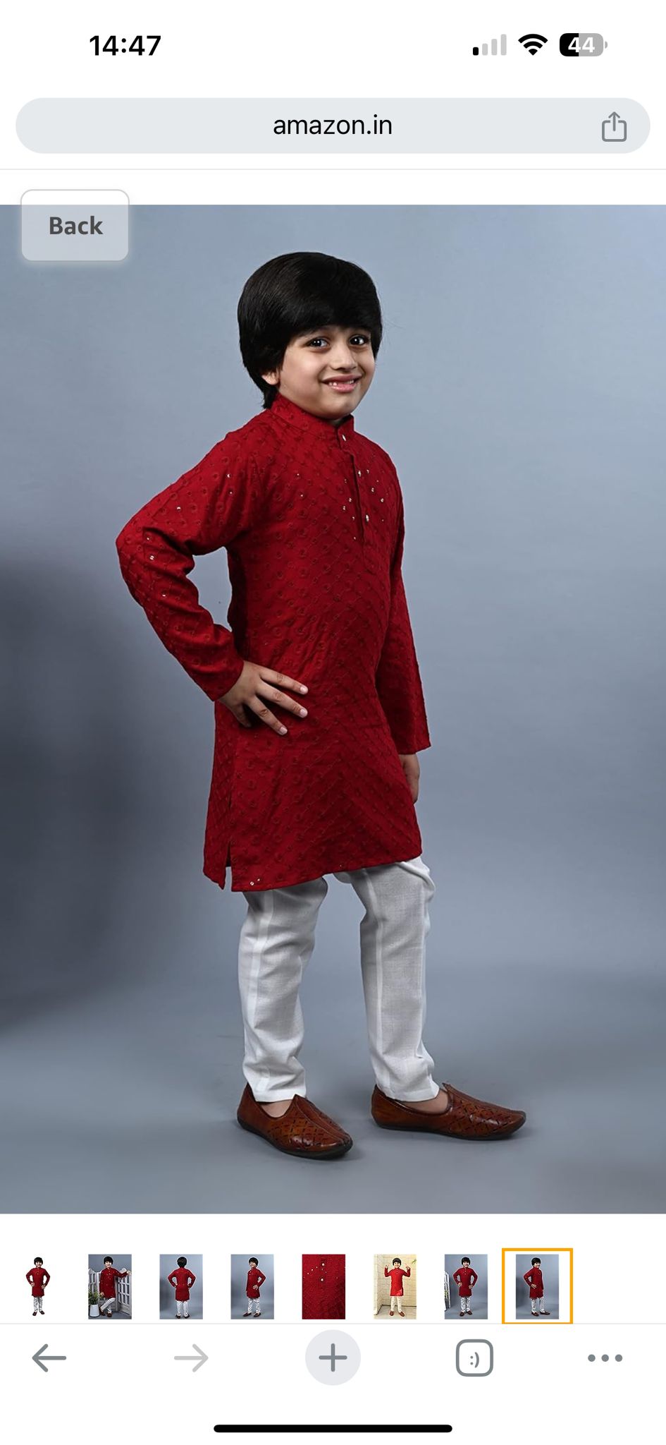 Boys Kurta Pajama Sequin Print Embroidery Mirror Work Red right