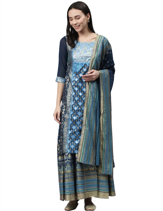 Women Viscose Rayon Kurta Skirt Set