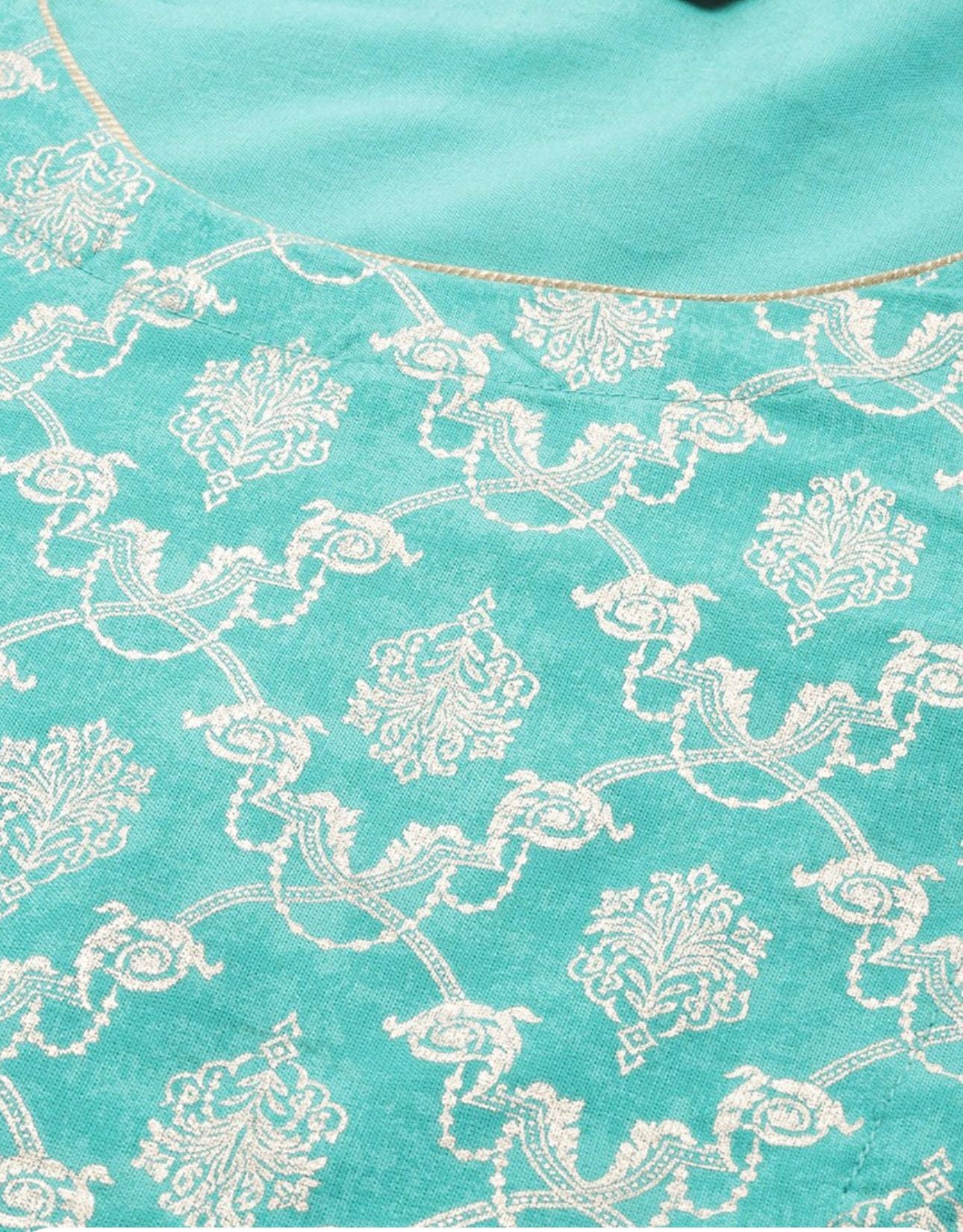 Ethnic Motifs Foil Printed Kurta With Leggings & Dupatta