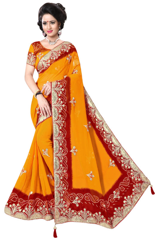 Rajasthani Chunri Saree With Gotta Work