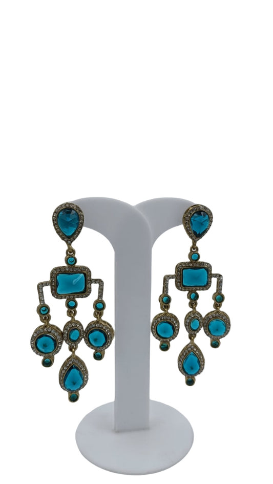 Designer Kundan Stone Studded Jhumka Golden Earrings in Essen