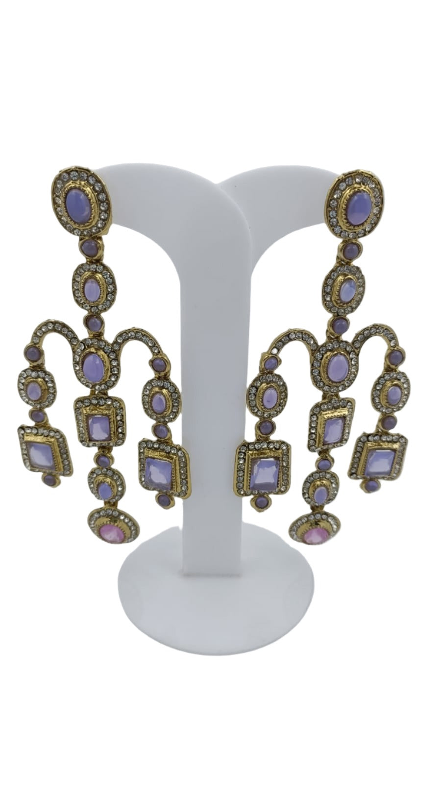 Designer Kundan Stone Studded Jhumka Golden Earrings in Paris