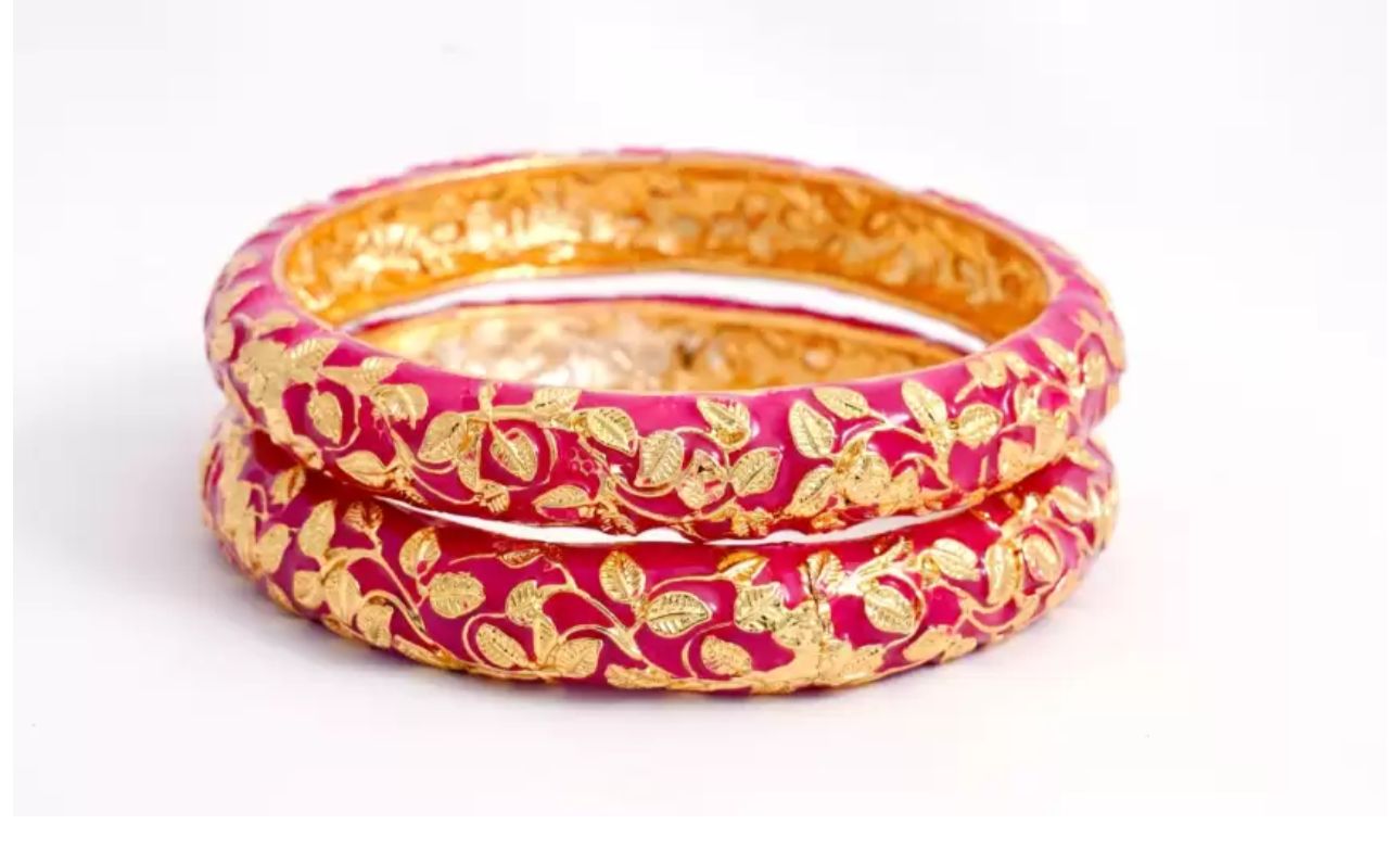 Meenakari Bangles Set of 2 in Germany(Pink)