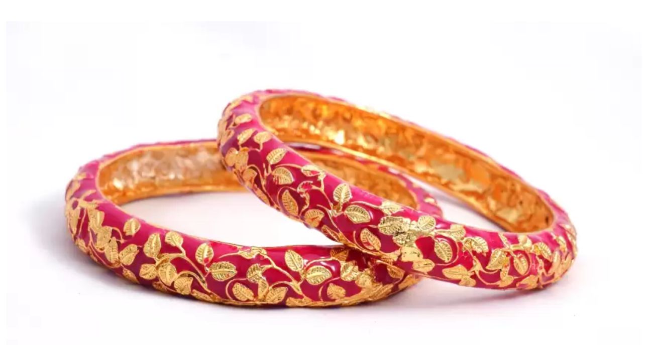 Meenakari Bangles Set of 2 in Germany(Pink)