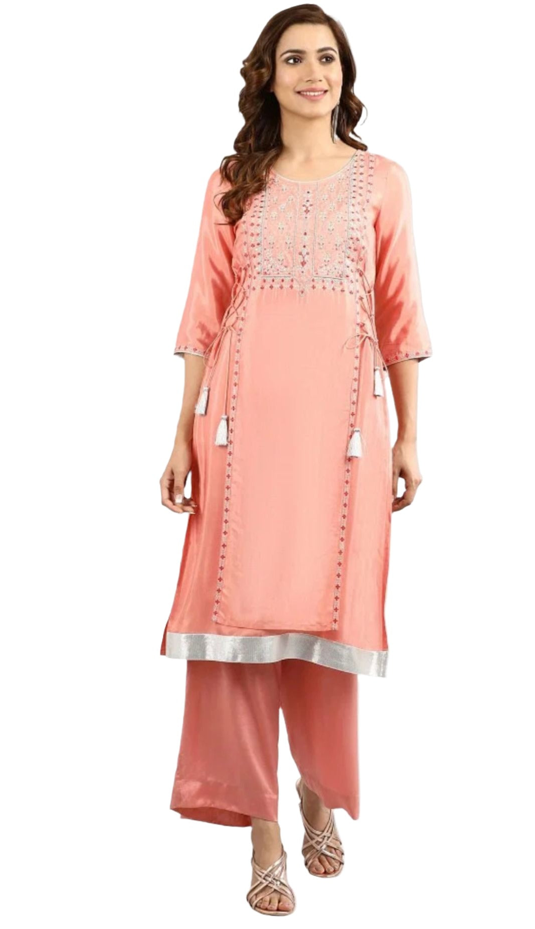 Coral Round Neck Embellished kurta Set in Munich