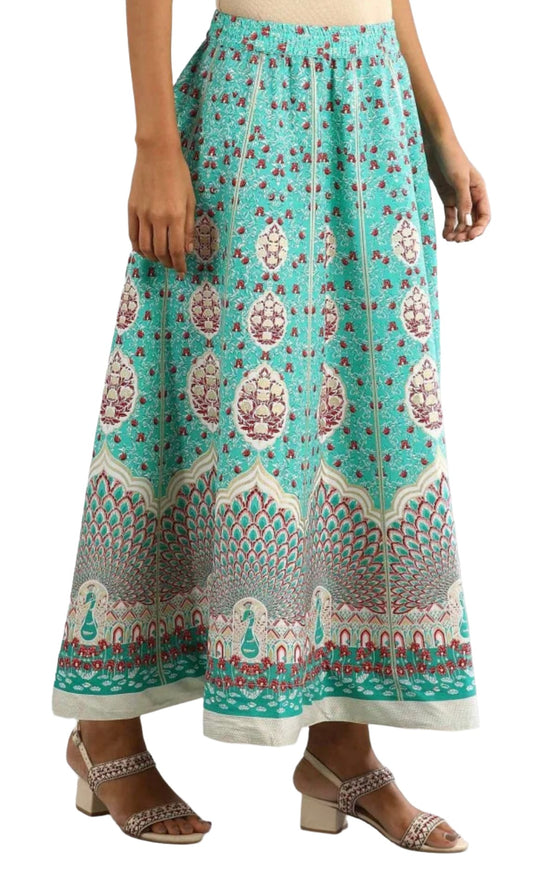 Teal Printed Skirt in Germany
