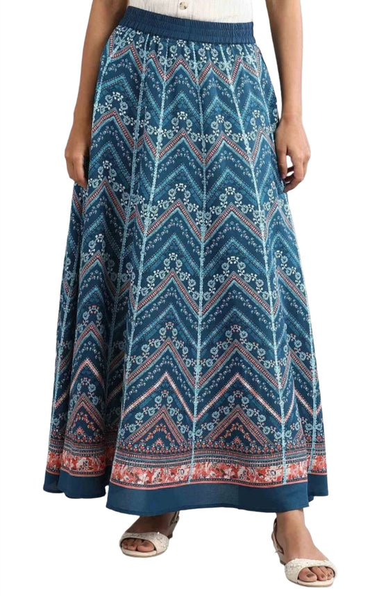 Blue Flared Printed Skirts in Germany