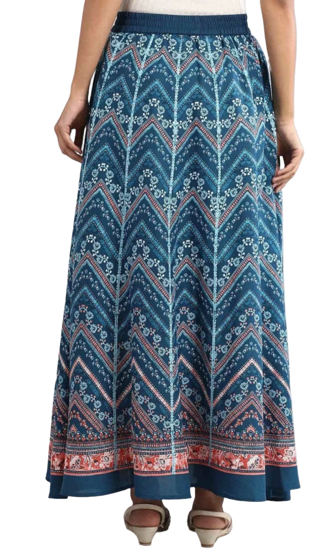 Blue Flared Printed Skirts in Germany