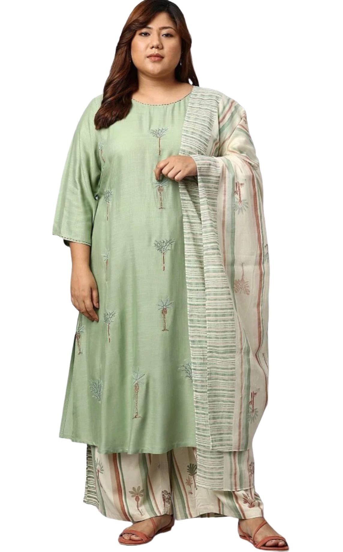 Embroidered kurta With Printed Pants And Dupatta in Paris