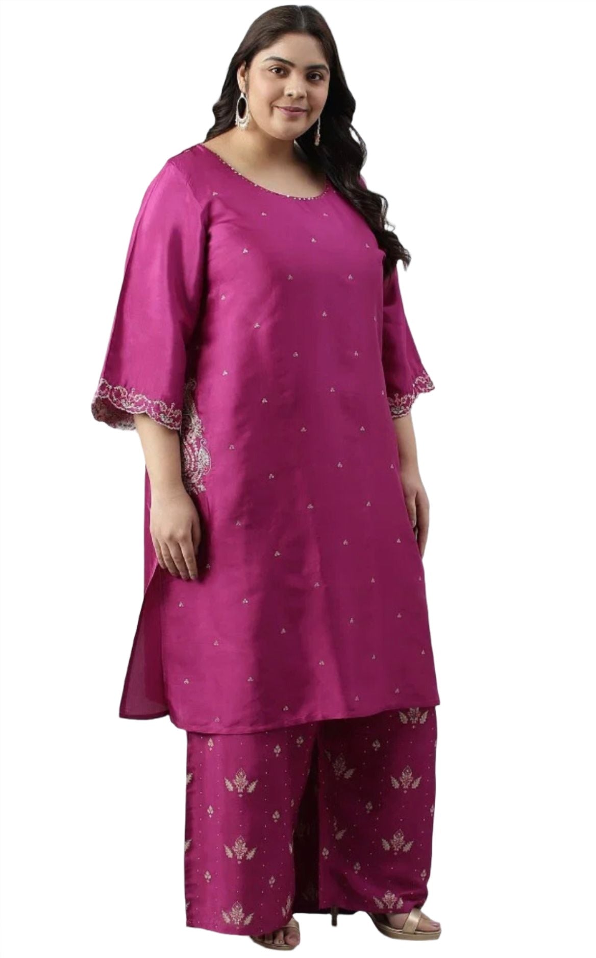 Pink Embroidered kurta With Parallel Pants And Dupatta in Germany