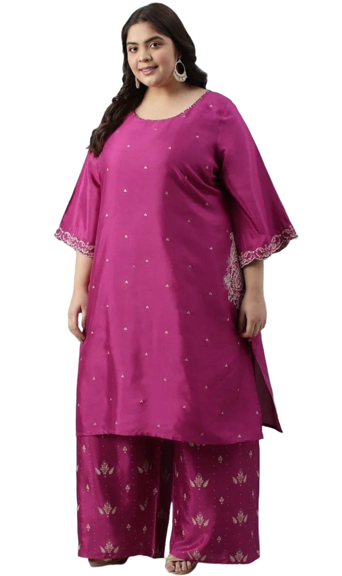 Pink Embroidered kurta With Parallel Pants And Dupatta in Germany