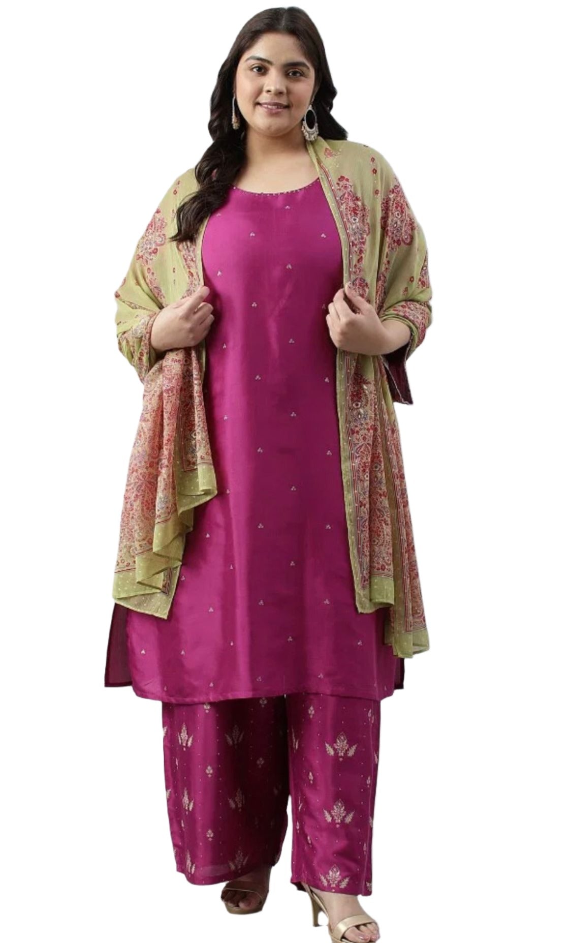 Pink Embroidered kurta With Parallel Pants And Dupatta in Germany