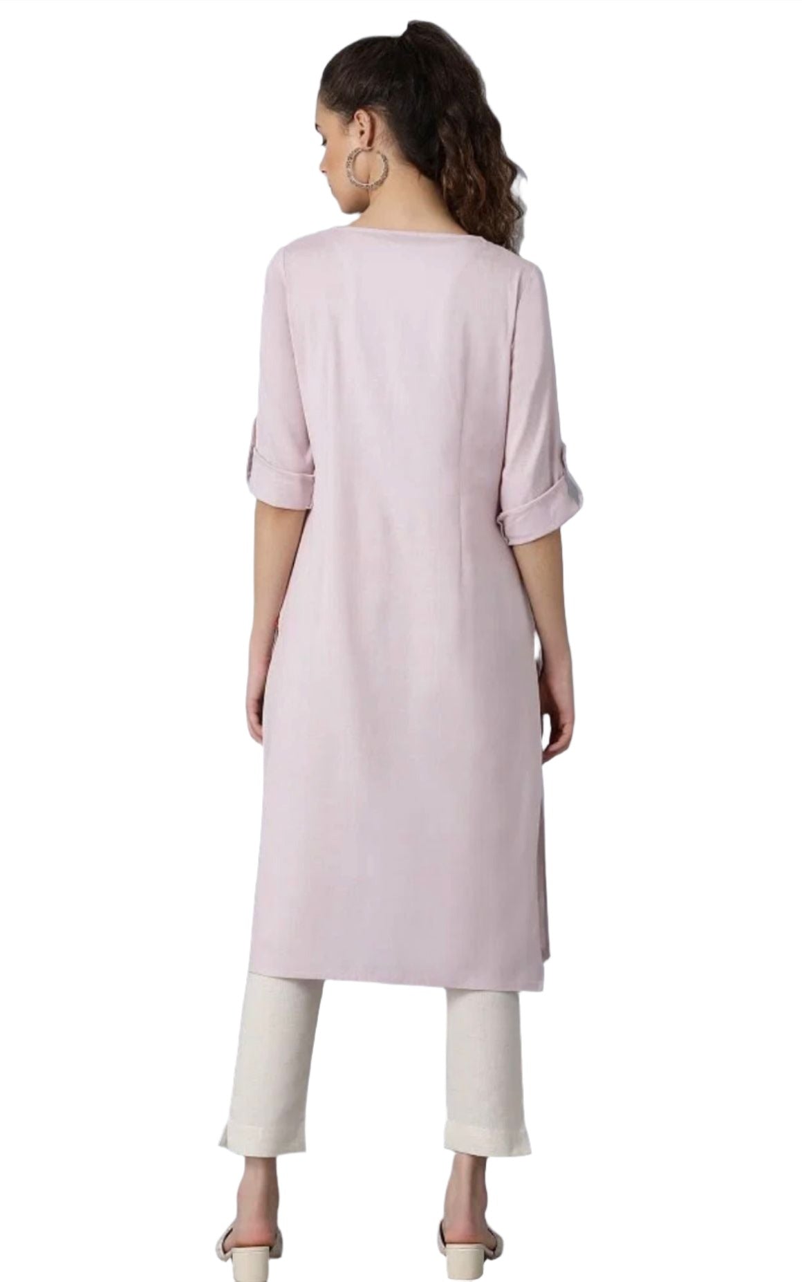 Purple Round Neck Solid kurta