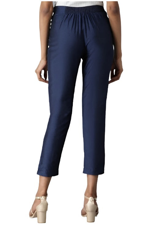 Blue Solid Trouser in Munich