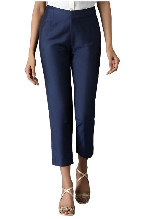 Blue Solid Trouser in Munich