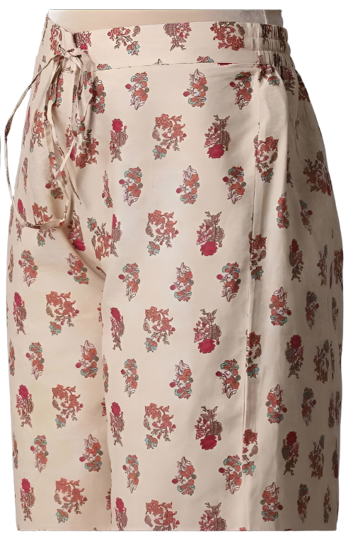 Beige All-Over Printed Parallel Pant in Paris