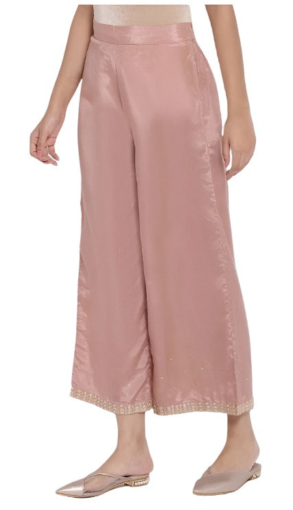 Dusky Pink Embroidered Parallel Pants in Munich