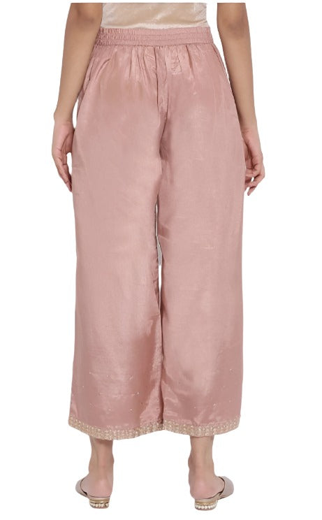 Dusky Pink Embroidered Parallel Pants in Munich