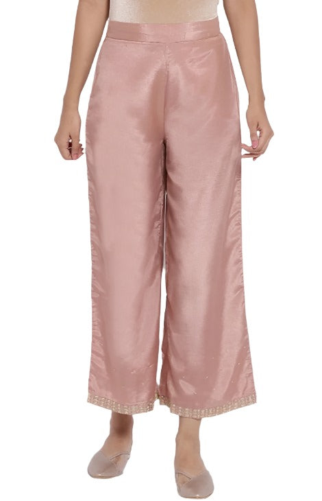 Dusky Pink Embroidered Parallel Pants in Munich