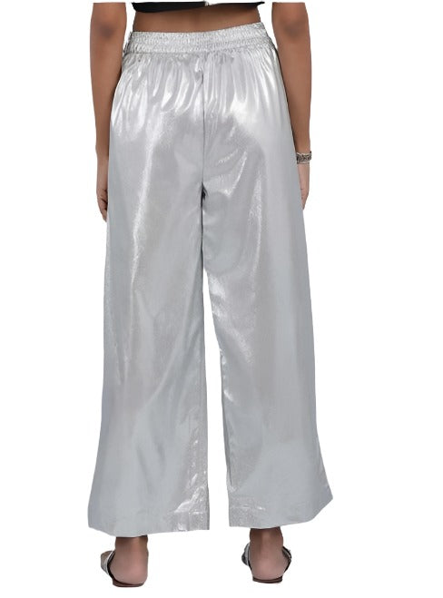 Silver Glitter Pants embroidery and fabric detail - Neha Couture Indian Fashion