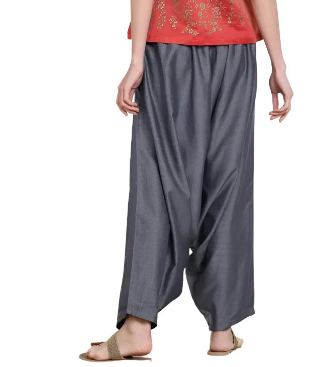 Women Flared Blue Polycotton Trousers in Germany