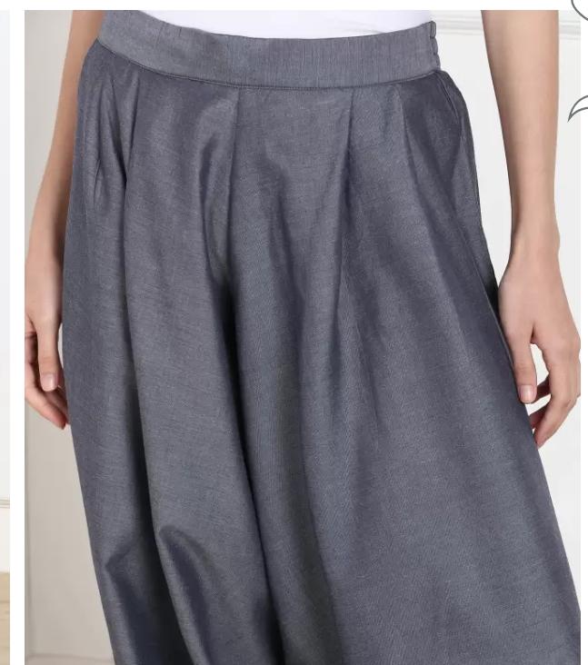 Women Flared Blue Polycotton Trousers in Germany