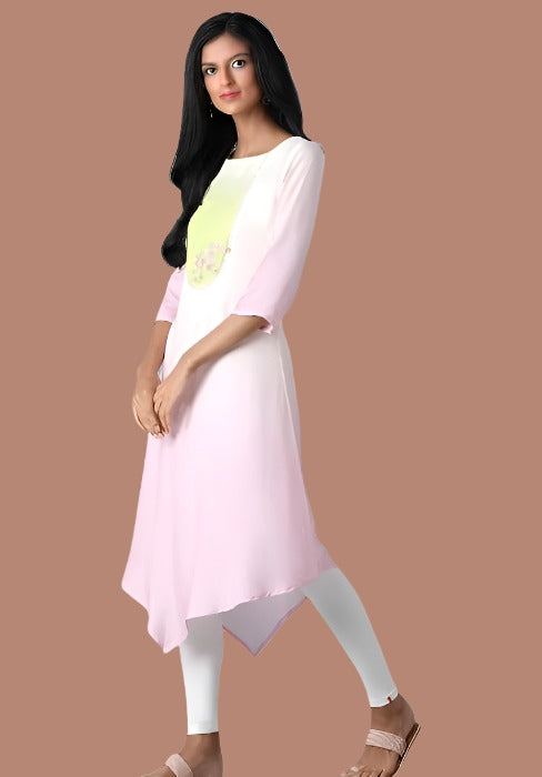 Bubblegum Pink Asymetric kurta in Paris