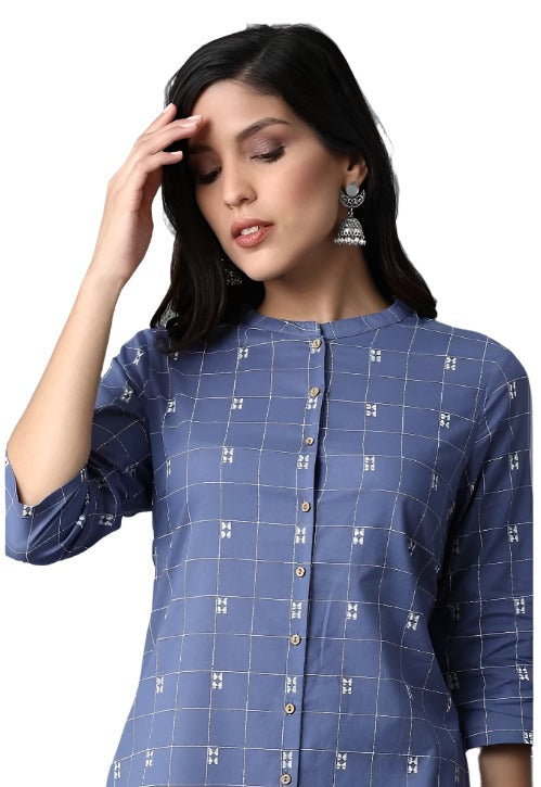 Dark Blue Printed kurta in Essen