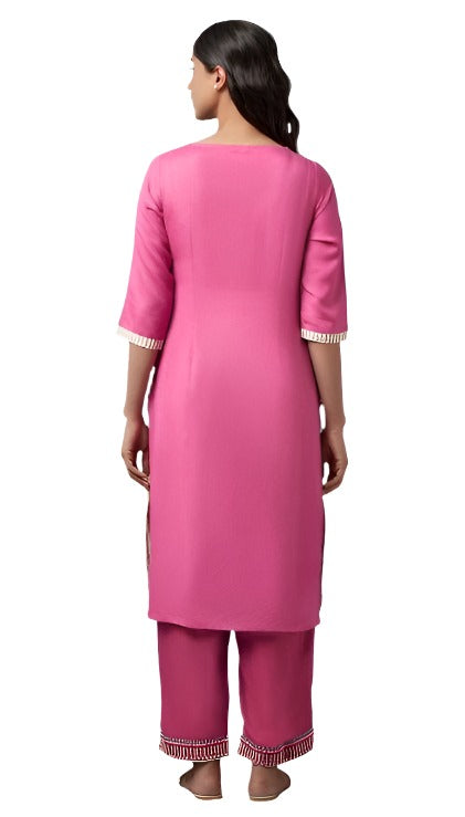 Light Pink Cotton Dobby kurta In Round Neck in Essen