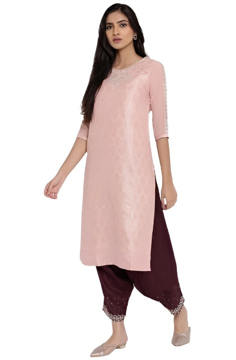 Wine Solid Draped Pants in Germany